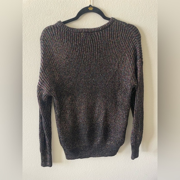 American apparel colorful black rainbow shimmer metallic crew neck sweater - Picture 3 of 3